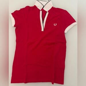 Fred Perry Red and White Polo Shirt